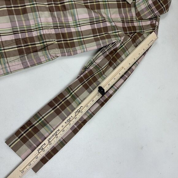 GAP Y2K Multicolor Plaid Lightweight Trench Coat Collared Buttons Size XS Poly - Picture 4 of 14